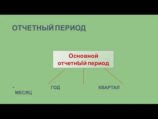 ОТЧЕТНЫЙ ПЕРИОД ГОД КВАРТАЛ МЕСЯЦ Основной отчетнЫй период