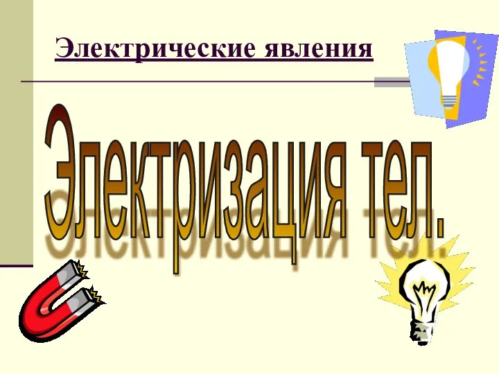 Электрические явления Электризация тел.