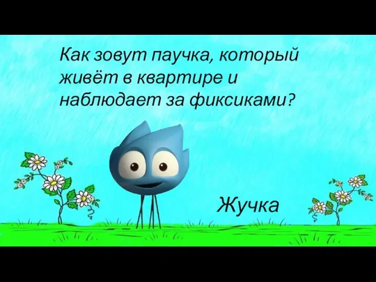 Как зовут паучка, который живёт в квартире и наблюдает за фиксиками? Жучка