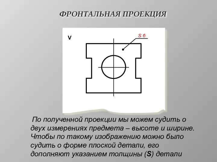 ФРОНТАЛЬНАЯ ПРОЕКЦИЯ V S 6 По полученной проекции мы можем судить о