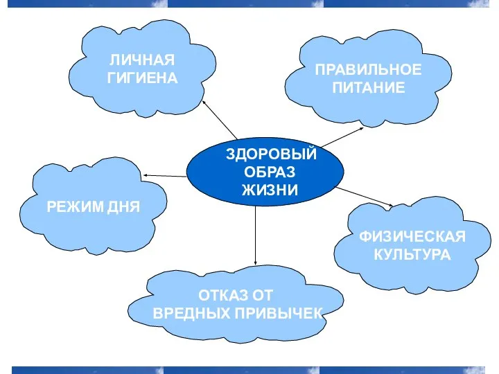 ЗДОРОВЫЙ ОБРАЗ ЖИЗНИ ЛИЧНАЯ ГИГИЕНА ПРАВИЛЬНОЕ ПИТАНИЕ РЕЖИМ ДНЯ ФИЗИЧЕСКАЯ КУЛЬТУРА ОТКАЗ ОТ ВРЕДНЫХ ПРИВЫЧЕК