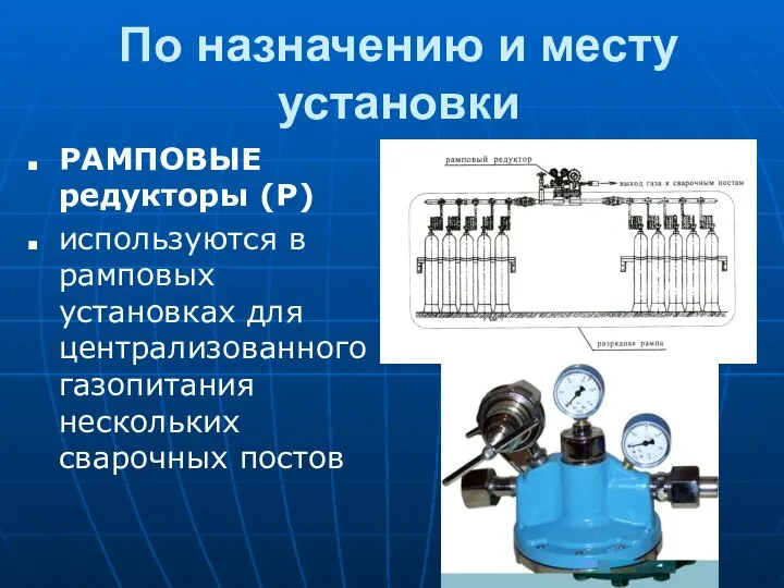 По назначению и месту установки РАМПОВЫЕ редукторы (Р) используются в рамповых установках