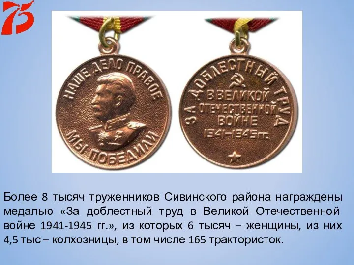 Более 8 тысяч труженников Сивинского района награждены медалью «За доблестный труд в