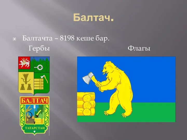 Балтач. Балтачта – 8198 кеше бар. Гербы Флагы