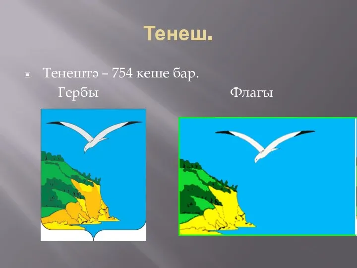 Тенеш. Тенештә – 754 кеше бар. Гербы Флагы