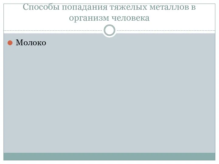 Способы попадания тяжелых металлов в организм человека Молоко