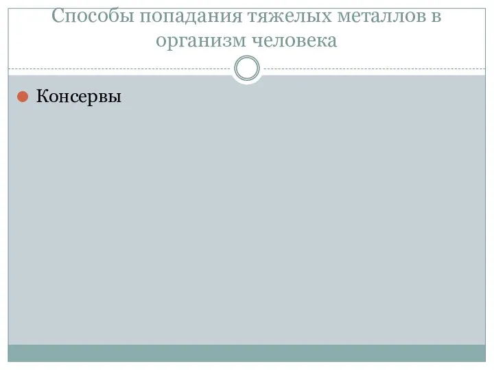 Способы попадания тяжелых металлов в организм человека Консервы