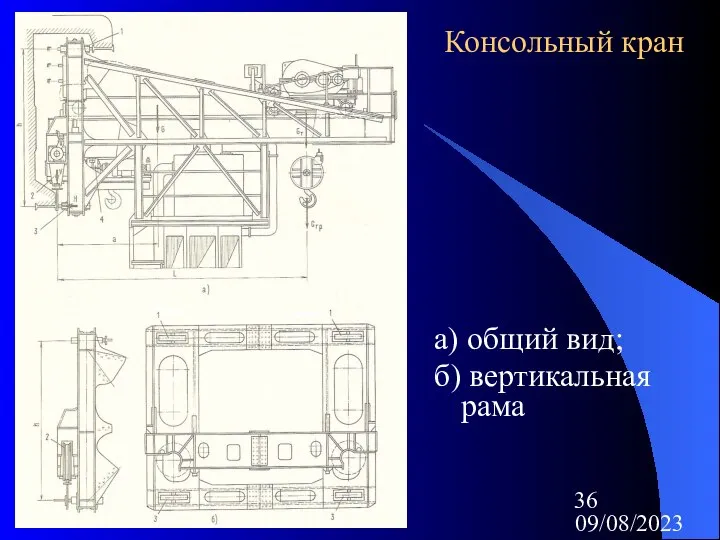 09/08/2023 Консольный кран а) общий вид; б) вертикальная рама