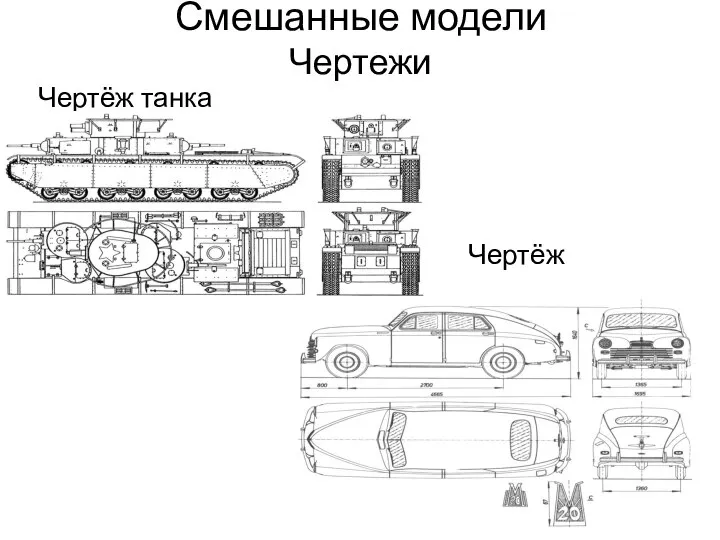 Смешанные модели Чертежи Чертёж танка Чертёж машины