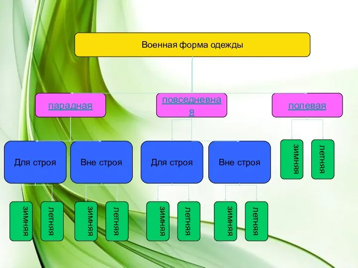 Военная форма одежды парадная повседневная полевая Для строя Вне строя Для строя