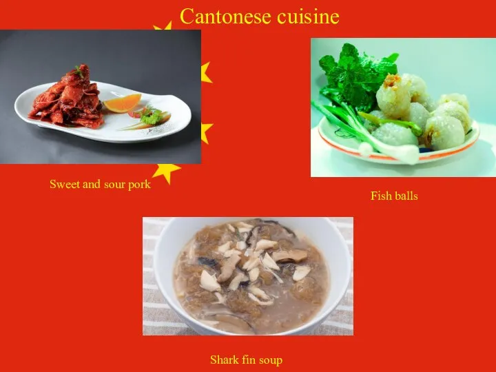 Cantonese cuisine Sweet and sour pork Fish balls Shark fin soup