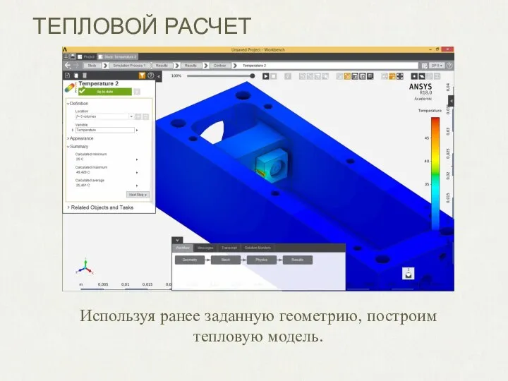 ТЕПЛОВОЙ РАСЧЕТ Используя ранее заданную геометрию, построим тепловую модель.