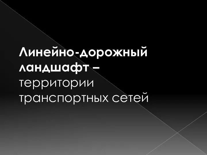 Линейно-дорожный ландшафт – территории транспортных сетей