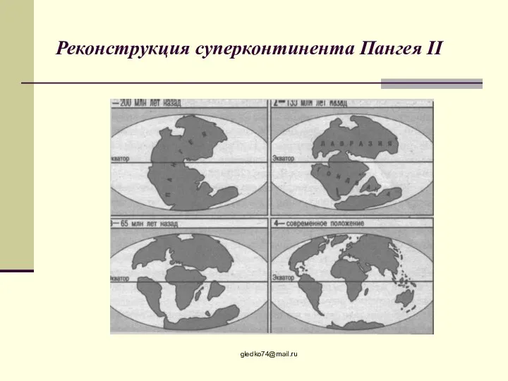 Реконструкция суперконтинента Пангея II gledko74@mail.ru