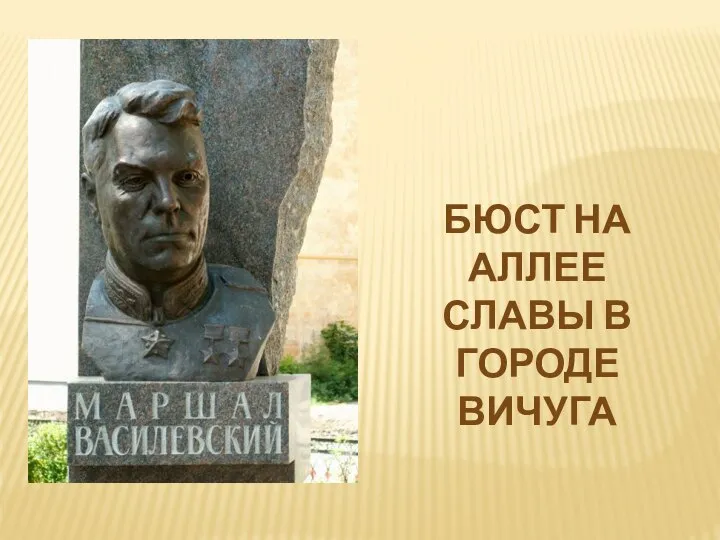 БЮСТ НА АЛЛЕЕ СЛАВЫ В ГОРОДЕ ВИЧУГА