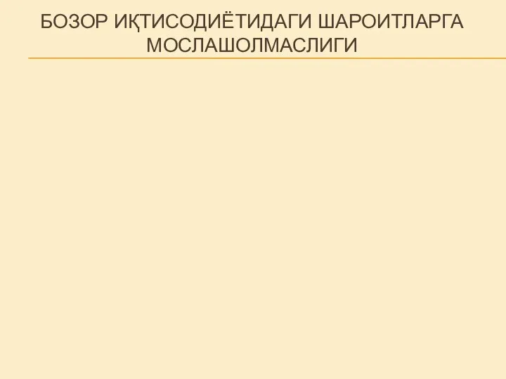 БОЗОР ИҚТИСОДИЁТИДАГИ ШАРОИТЛАРГА МОСЛАШОЛМАСЛИГИ