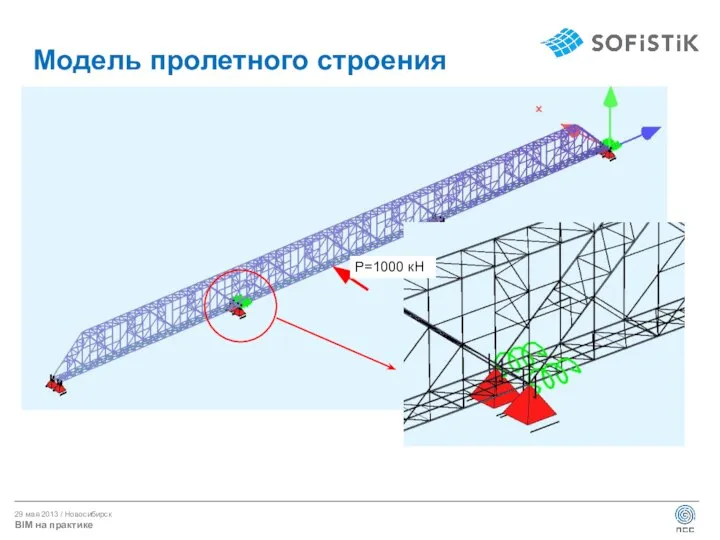 Модель пролетного строения Р=1000 кН