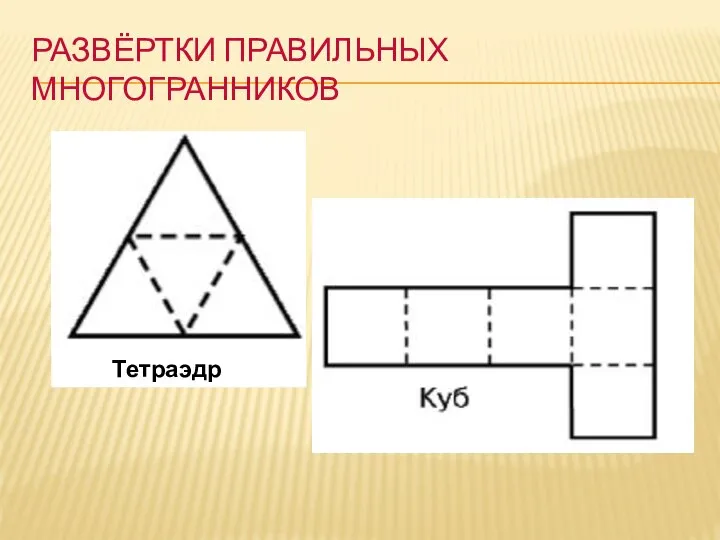 РАЗВЁРТКИ ПРАВИЛЬНЫХ МНОГОГРАННИКОВ Тетраэдр