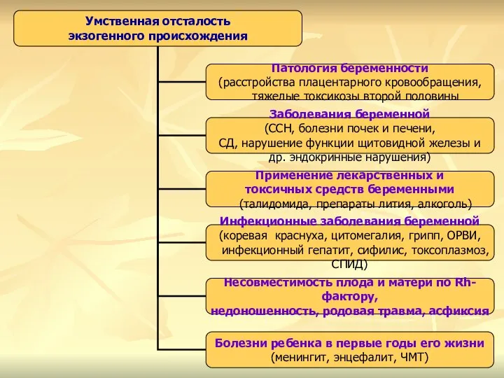 Умственная отсталость экзогенного происхождения