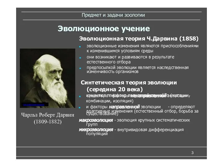 Предмет и задачи зоологии изменяют генофонд популяций случайно (мутации, комбинации, изоляция) и