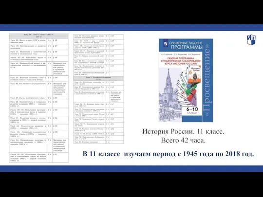 В 11 классе изучаем период с 1945 года по 2018 год. История