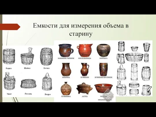 Емкости для измерения объема в старину