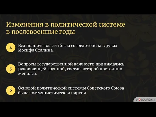 Изменения в политической системе в послевоенные годы Вся полнота власти была сосредоточена