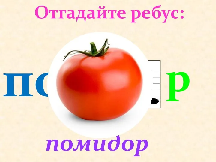 Отгадайте ребус: помидор по р