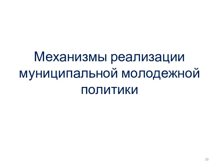 Механизмы реализации муниципальной молодежной политики