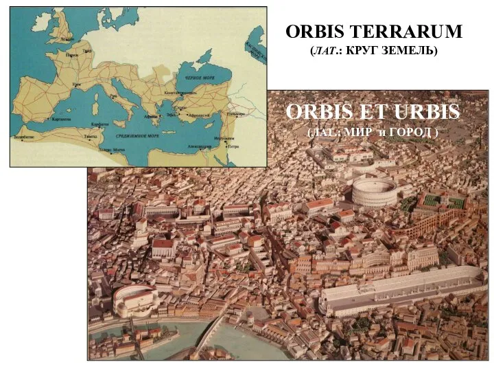 ORBIS TERRARUM (ЛАТ.: КРУГ ЗЕМЕЛЬ) ORBIS ET URBIS (ЛАТ.: МИР и ГОРОД )