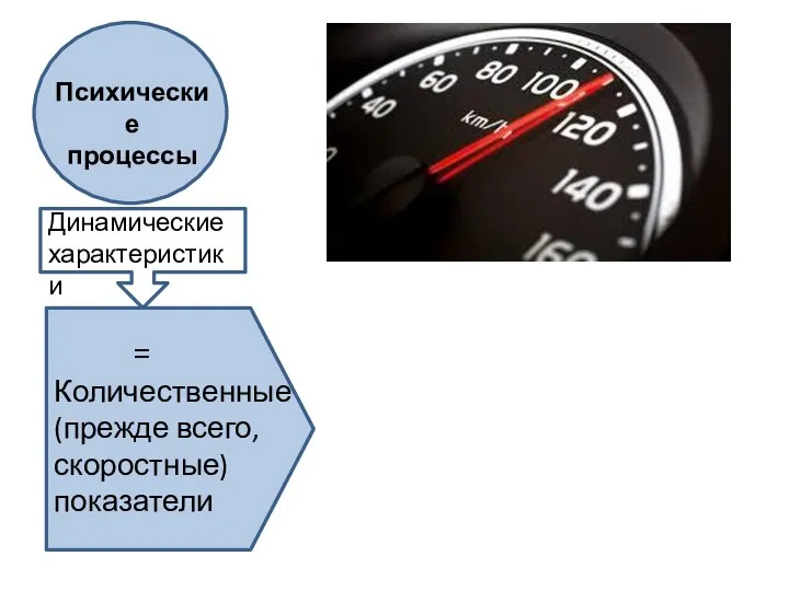 Психические процессы Динамические характеристики = Количественные (прежде всего, скоростные) показатели