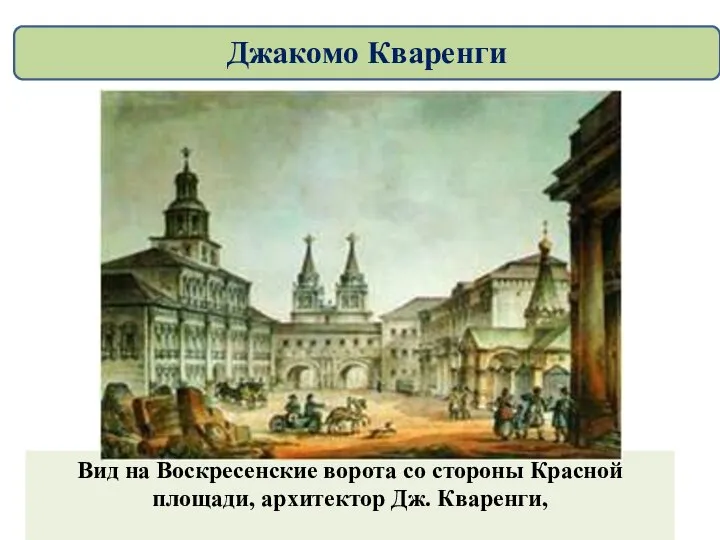Вид на Воскресенские ворота со стороны Красной площади, архитектор Дж. Кваренги, Джакомо Кваренги