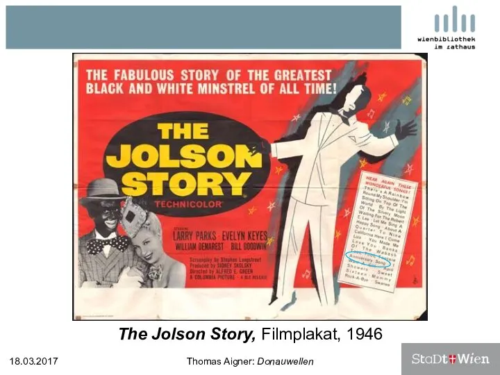 The Jolson Story, Filmplakat, 1946 18.03.2017 Thomas Aigner: Donauwellen