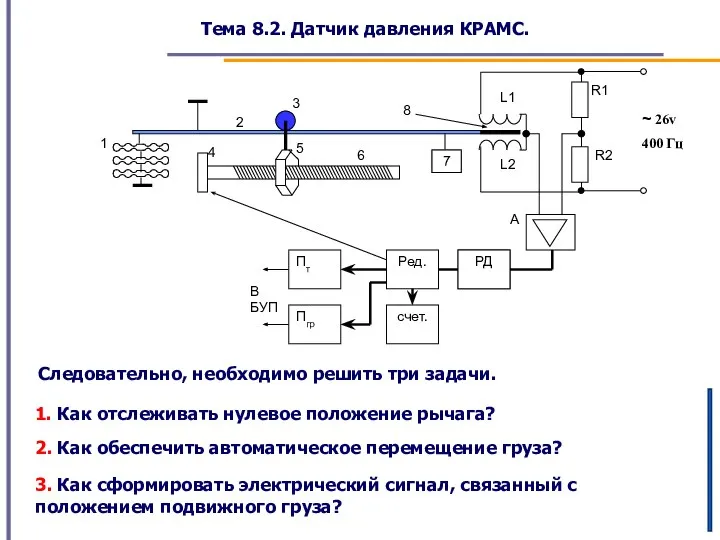 Тема 8.2. Датчик давления КРАМС. Следовательно, необходимо решить три задачи. 1. Как