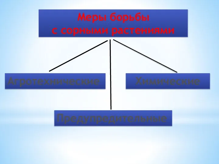 Меры борьбы с сорными растениями Агротехнические Химические Предупредительные