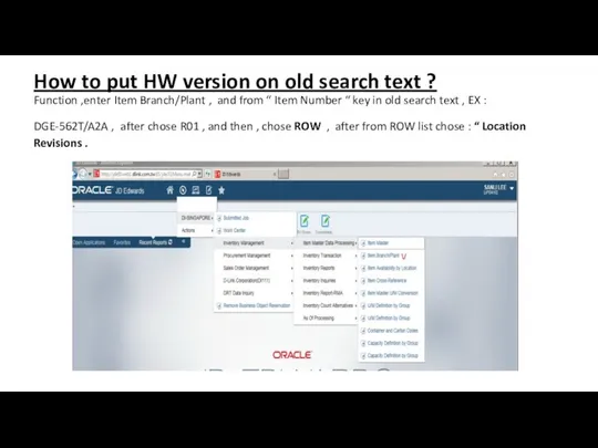How to put HW version on old search text ? Function ,enter