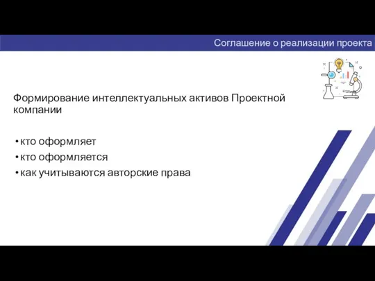 Формирование интеллектуальных активов Проектной компании кто оформляет кто оформляется как учитываются авторские