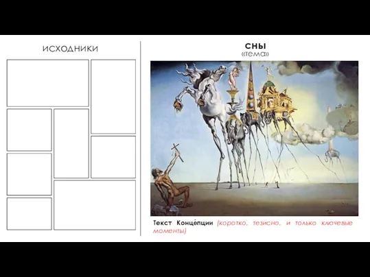 исходники сны Текст Конце́пции (коротко, тезисно, и только ключевые моменты) «тема»
