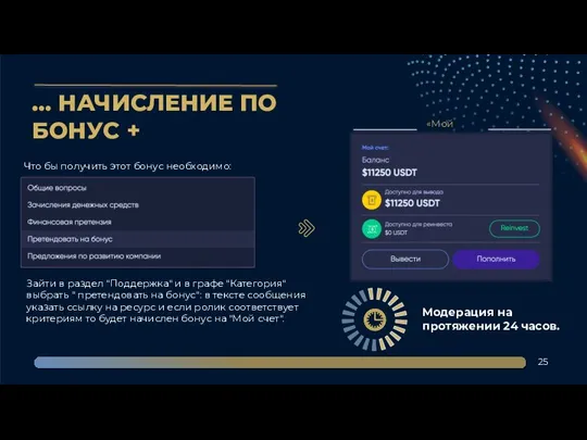25 … НАЧИСЛЕНИЕ ПО БОНУС + «Мой счет» Что бы получить этот