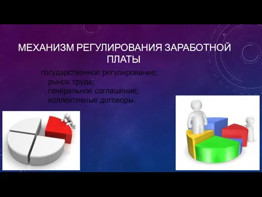 МЕХАНИЗМ РЕГУЛИРОВАНИЯ ЗАРАБОТНОЙ ПЛАТЫ · государственное регулирование; · рынок труда; · генеральное соглашение; · коллективные договоры.