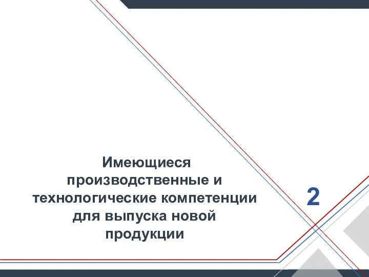 2 Имеющиеся производственные и технологические компетенции для выпуска новой продукции