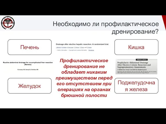 Необходимо ли профилактическое дренирование? Печень Желудок Кишка Поджелудочная железа Профилактическое дренирование не