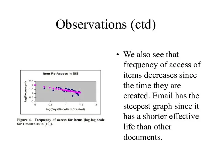 Observations (ctd) We also see that frequency of access of items decreases