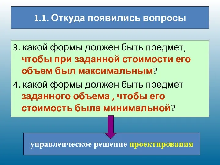 1.1. Откуда появились вопросы 3. какой формы должен быть предмет, чтобы при