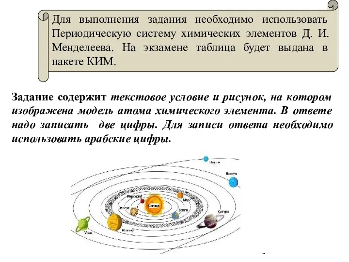 Для выполнения задания необходимо использовать Периодическую систему химических элементов Д. И. Менделеева.