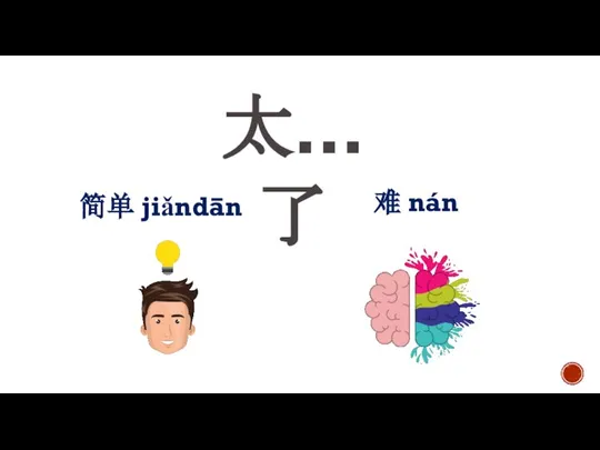 太…了 简单 jiǎndān 难 nán