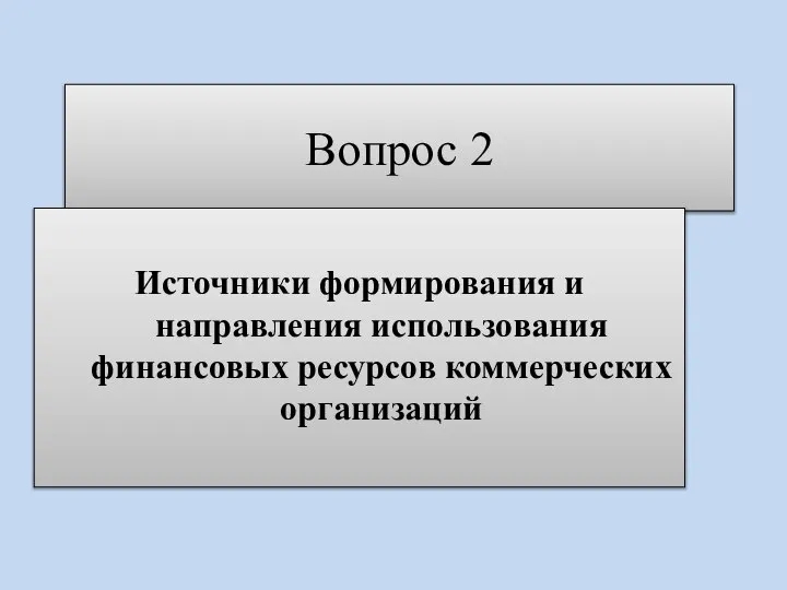 Вопрос 2 Источники формирования и направления использования финансовых ресурсов коммерческих организаций