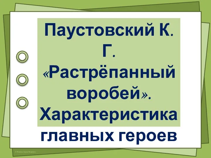 Паустовский К. Г. «Растрёпанный воробей». Характеристика главных героев