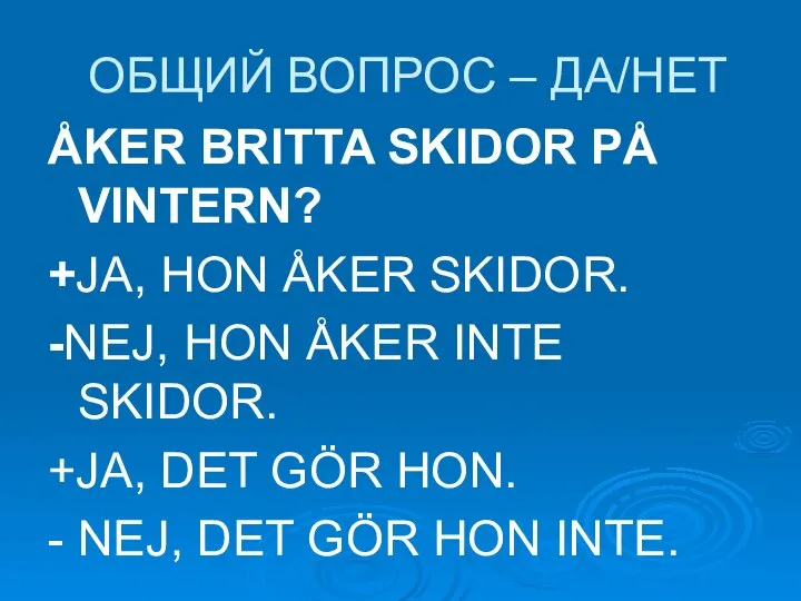 ОБЩИЙ ВОПРОС – ДА/НЕТ ÅKER BRITTA SKIDOR PÅ VINTERN? +JA, HON ÅKER