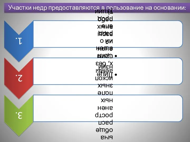 Участки недр предоставляются в пользование на основании: